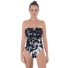 Black And White Splash Texture Tie Back One Piece Swimsuit by dflcprints