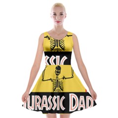 Jurassic Dad Dinosaur Skeleton Funny Birthday Gift Velvet Skater Dress by PodArtist