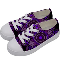 Purple Flower Harmony  Kids  Low Top Canvas Sneakers by norastpatrick