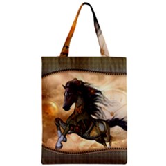 Steampunk, Wonderful Steampunk Horse With Clocks And Gears, Golden Design Zipper Classic Tote Bag by FantasyWorld7