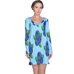 Fruit Nordic Grapes Green Blue Long Sleeve Nightdress by Mariart