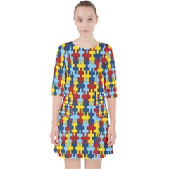 Fuzzle Red Blue Yellow Colorful Pocket Dress by Mariart