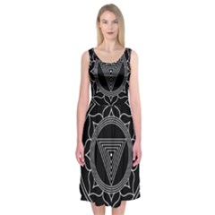 Kali Yantra Inverted Midi Sleeveless Dress by Mariart