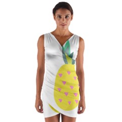 Pineapple Fruite Yellow Triangle Pink Wrap Front Bodycon Dress by Mariart