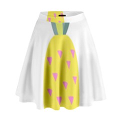 Pineapple Fruite Yellow Triangle Pink High Waist Skirt by Mariart