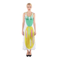 Pineapple Fruite Yellow Triangle Pink White Sleeveless Maxi Dress by Mariart