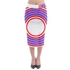 Stars Stripes Circle Red Blue Space Round Midi Pencil Skirt by Mariart