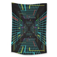 Seamless 3d Animation Digital Futuristic Tunnel Path Color Changing Geometric Electrical Line Zoomin Large Tapestry by Mariart