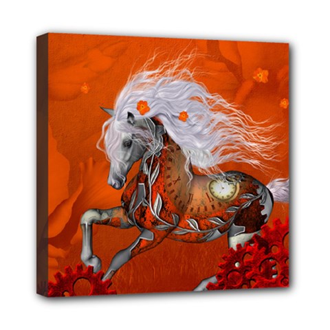 Steampunk, Wonderful Wild Steampunk Horse Mini Canvas 8  X 8  by FantasyWorld7