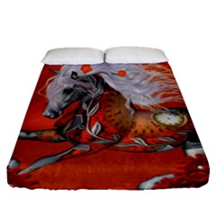 Steampunk, Wonderful Wild Steampunk Horse Fitted Sheet (queen Size) by FantasyWorld7