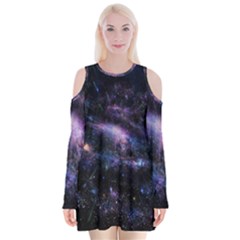 Animation Plasma Ball Going Hot Explode Bigbang Supernova Stars Shining Light Space Universe Zooming Velvet Long Sleeve Shoulder Cutout Dress by Mariart