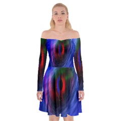 Black Hole Blue Space Galaxy Off Shoulder Skater Dress by Mariart