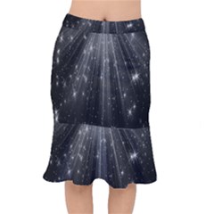 Black Rays Light Stars Space Mermaid Skirt by Mariart