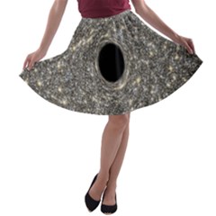 Black Hole Blue Space Galaxy Star Light A-line Skater Skirt by Mariart