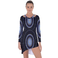 Colorful Hypnotic Circular Rings Space Asymmetric Cut-out Shift Dress by Mariart