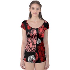 Floral Flower Heart Valentine Boyleg Leotard  by Mariart