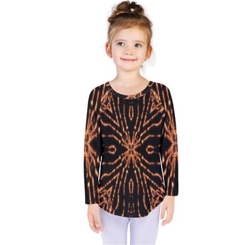 Golden Fire Pattern Polygon Space Kids  Long Sleeve Tee by Mariart