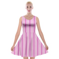 Line Pink Vertical Velvet Skater Dress by Mariart