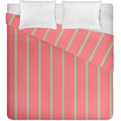 Line Red Grey Vertical Duvet Cover Double Side (king Size) by Mariart