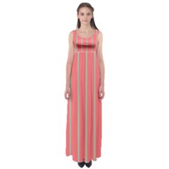 Line Red Grey Vertical Empire Waist Maxi Dress by Mariart