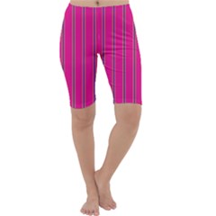 Pink Line Vertical Purple Yellow Fushia Cropped Leggings  by Mariart