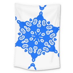 Snowflake Art Blue Cool Polka Dots Large Tapestry by Mariart