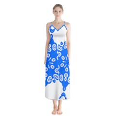 Snowflake Art Blue Cool Polka Dots Button Up Chiffon Maxi Dress by Mariart