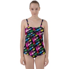 Pattern Colorfulcassettes Icreate Twist Front Tankini Set by iCreate