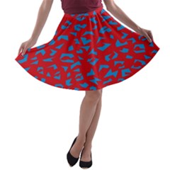 Blue Red Space Galaxy A-line Skater Skirt by Mariart