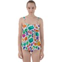 Pattern Autumn White Twist Front Tankini Set View1