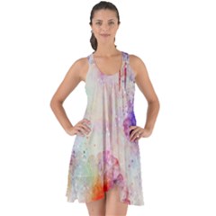 Watercolor Galaxy Purple Pattern Show Some Back Chiffon Dress by paulaoliveiradesign