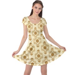 Flower Brown Star Rose Cap Sleeve Dress by Mariart