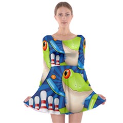 Tree Frog Bowling Long Sleeve Skater Dress by crcustomgifts