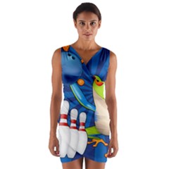 Tree Frog Bowling Wrap Front Bodycon Dress by crcustomgifts