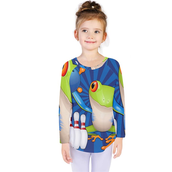 Tree Frog Bowling Kids  Long Sleeve Tee