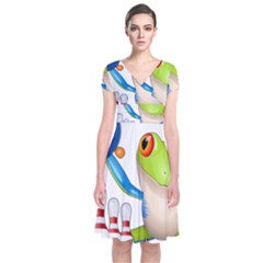 Tree Frog Bowler Short Sleeve Front Wrap Dress by crcustomgifts