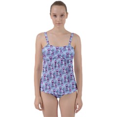 Pattern Kitty Headphones  Twist Front Tankini Set by iCreate