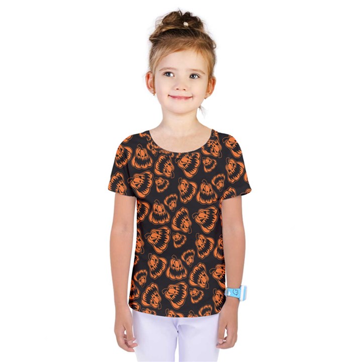 Pattern Halloween Jackolantern Kids  One Piece Tee