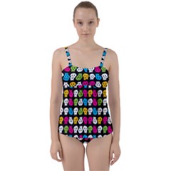 Pattern Painted Skulls Icreate Twist Front Tankini Set by iCreate