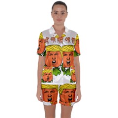 Trump Or Treat  Satin Short Sleeve Pyjamas Set by Valentinaart