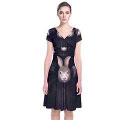 Evil Rabbit Short Sleeve Front Wrap Dress by Valentinaart