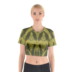 Green Floral Art Nouveau Cotton Crop Top by NouveauDesign