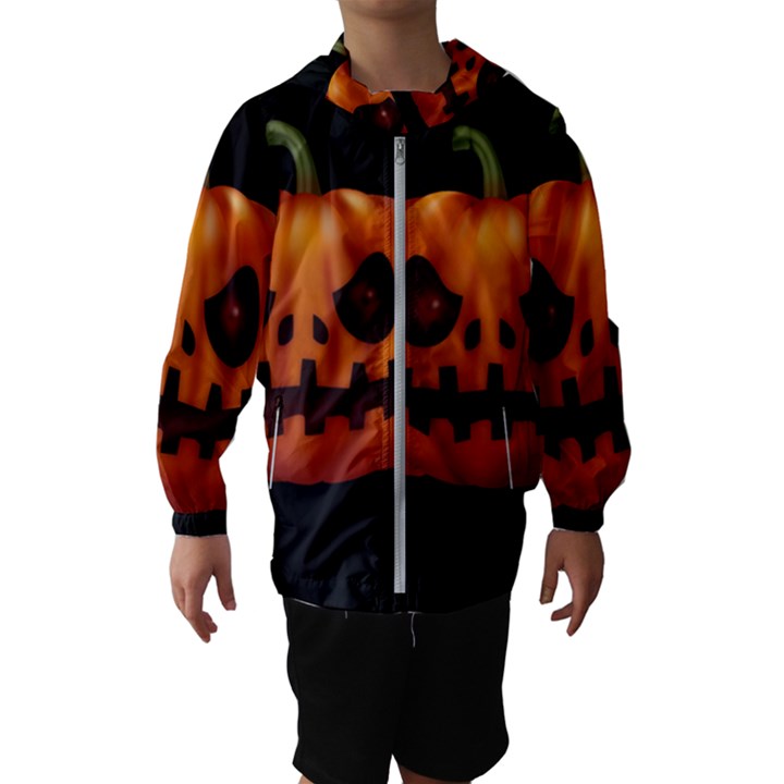 Halloween pumpkin Hooded Wind Breaker (Kids)