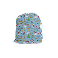 Christmas Pattern Drawstring Pouches (medium)  by Valentinaart