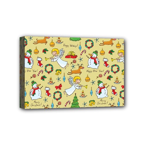 Christmas Pattern Mini Canvas 6  X 4  by Valentinaart