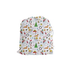 Christmas Pattern Drawstring Pouches (medium)  by Valentinaart