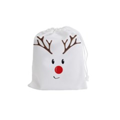 Cute Reindeer  Drawstring Pouches (medium)  by Valentinaart