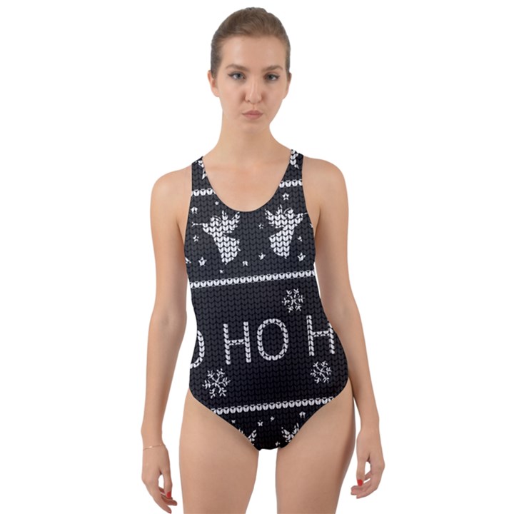 Ugly Christmas Sweater Cut-Out Back One Piece Swimsuit