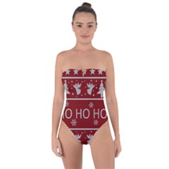 Ugly Christmas Sweater Tie Back One Piece Swimsuit by Valentinaart