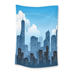 City Building Blue Sky Small Tapestry by Mariart